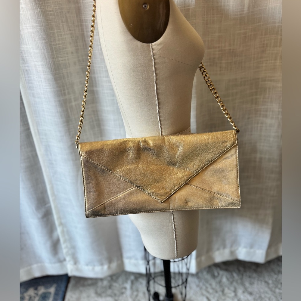 FOLY & CORINNA Oversized Gold Envelope Clutch Bag